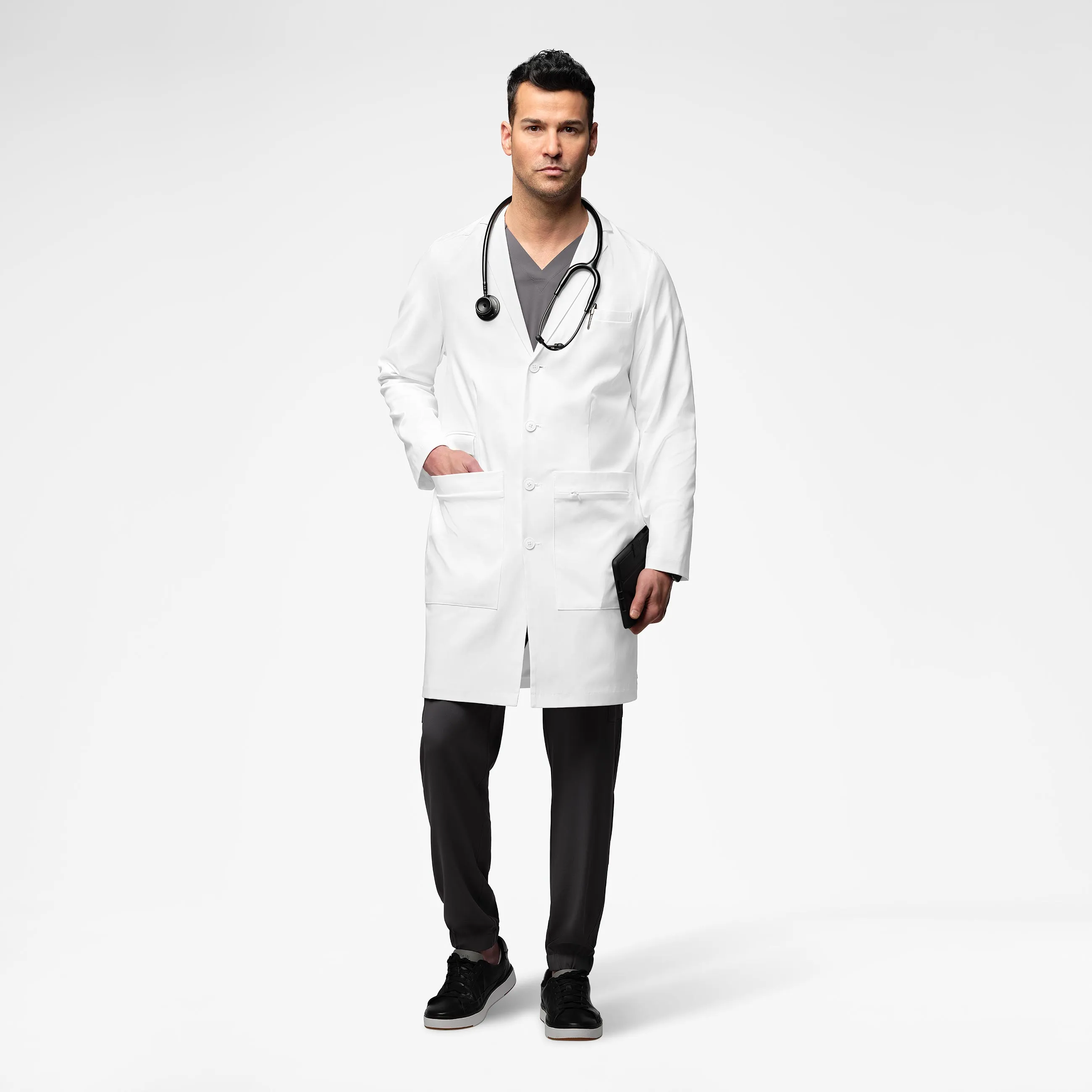 Slate Men's 38 Inch Doctors Coat - White