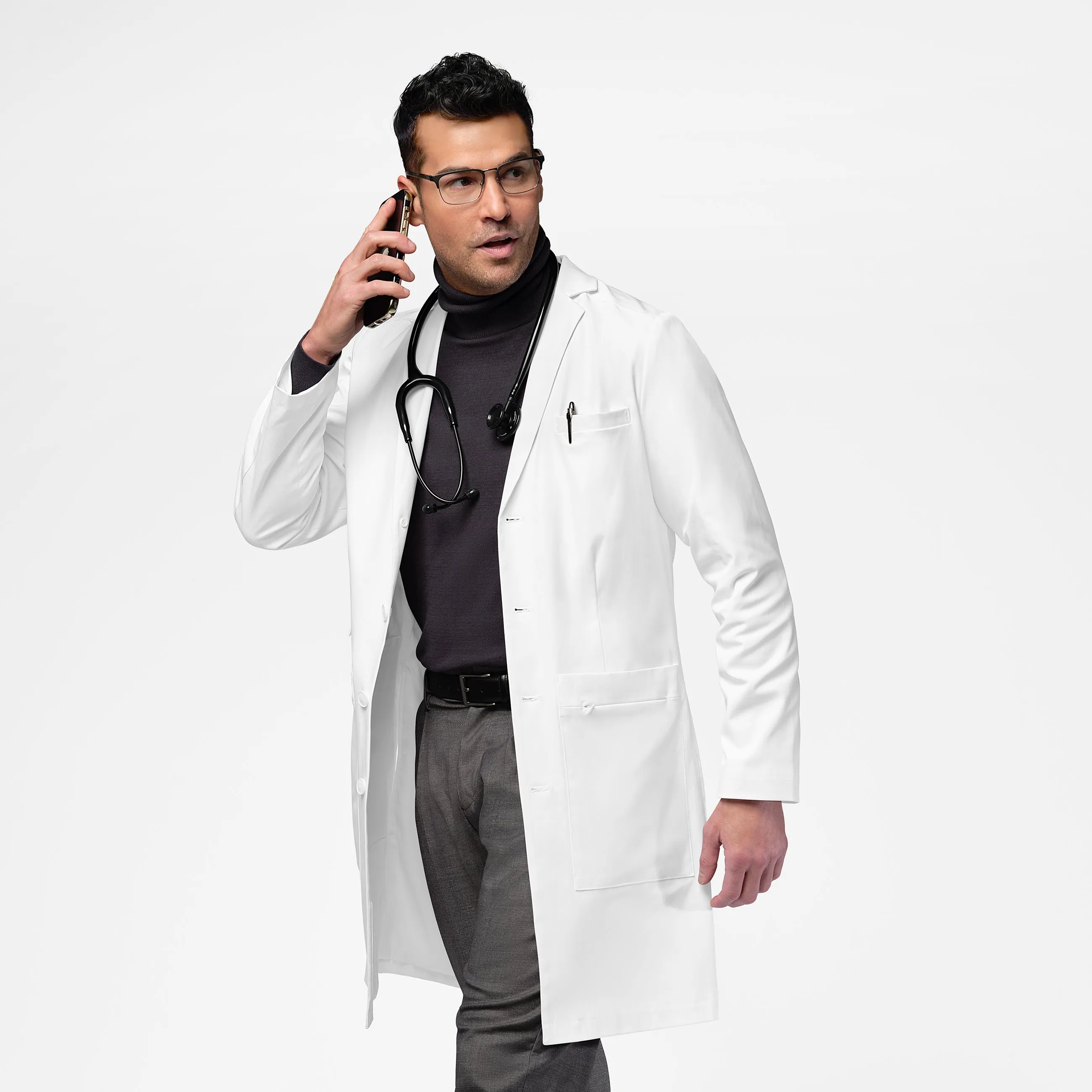 Slate Men's 38 Inch Doctors Coat - White