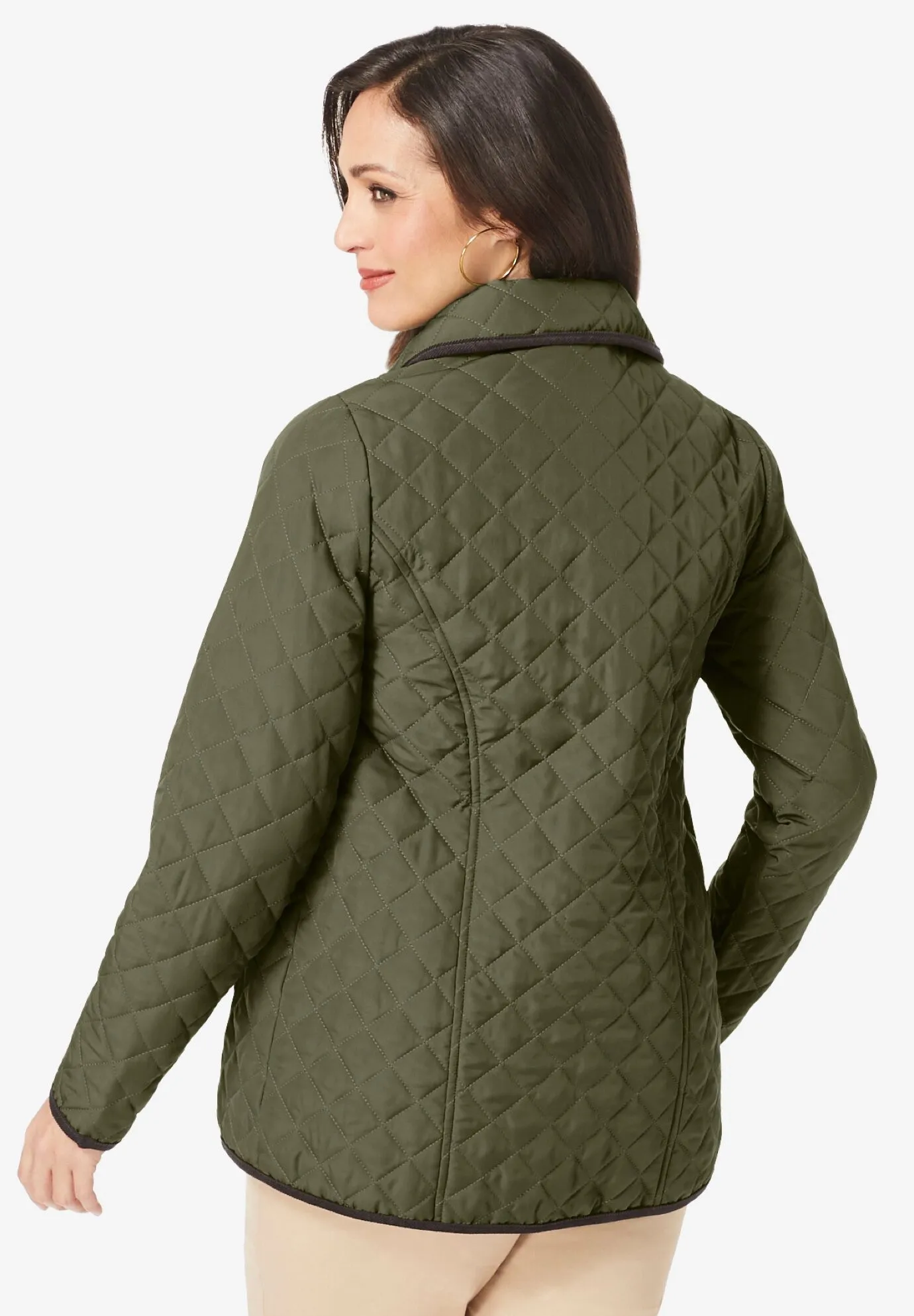 Snap-Front Quilted Coat