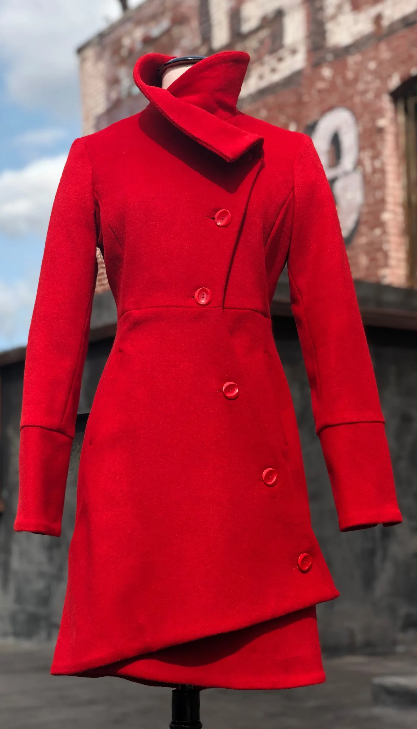 Swerve Coat - Wool/Nylon/Cashmere - Pomodoro Red