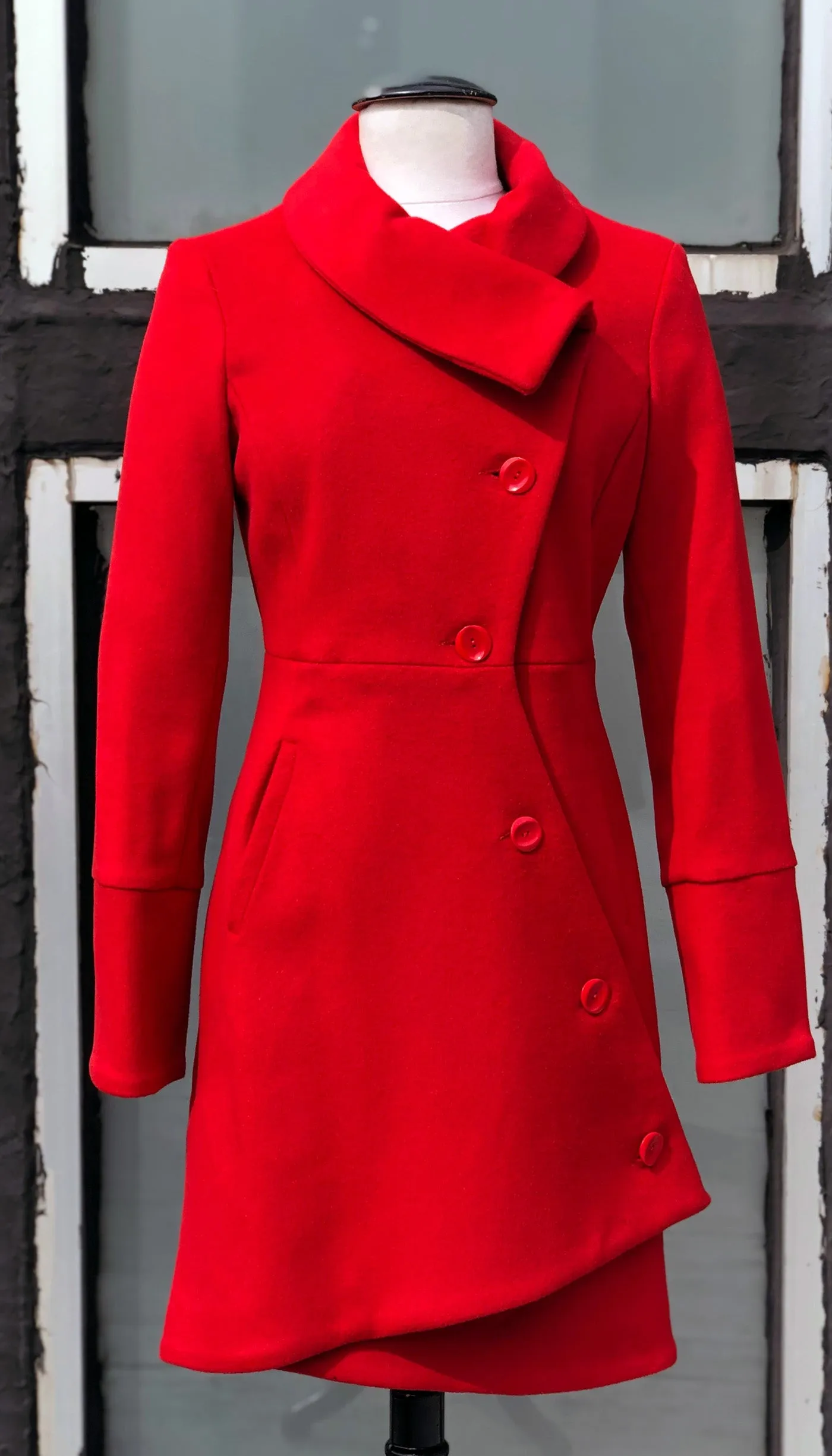 Swerve Coat - Wool/Nylon/Cashmere - Pomodoro Red