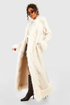 Tall Faux Fur Trim Suedette Coat