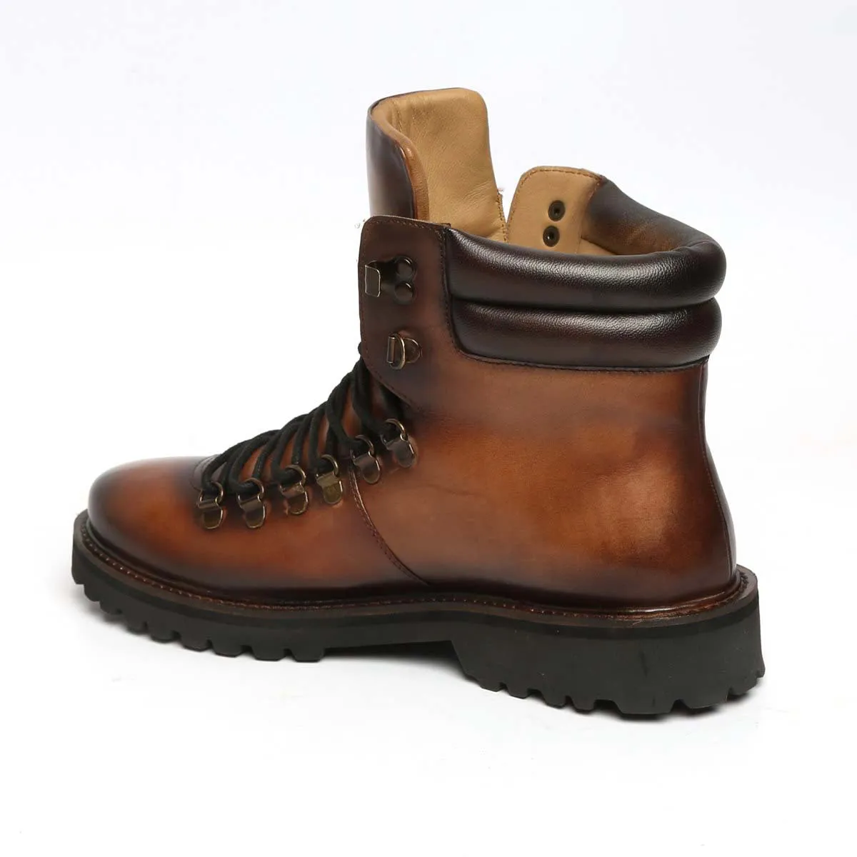 Tan Biker Lion Zardosi Boot With Chunky Sole