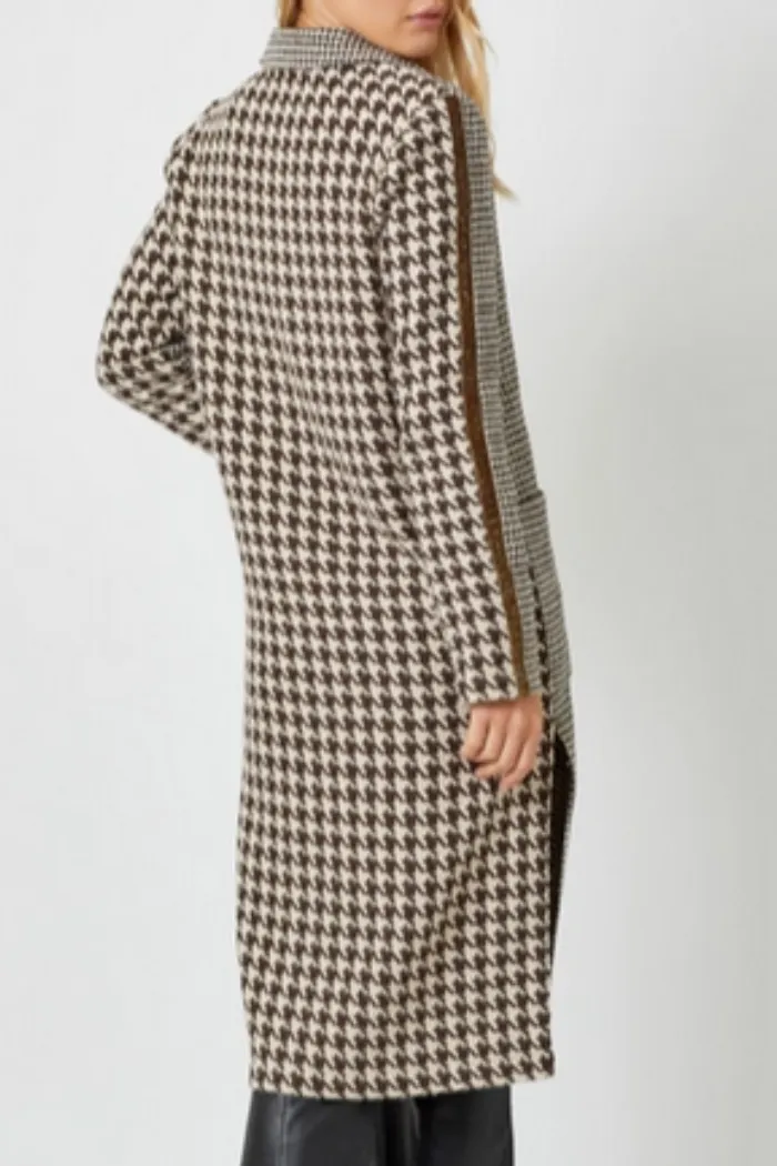 Tape Trim Houndstooth Coat