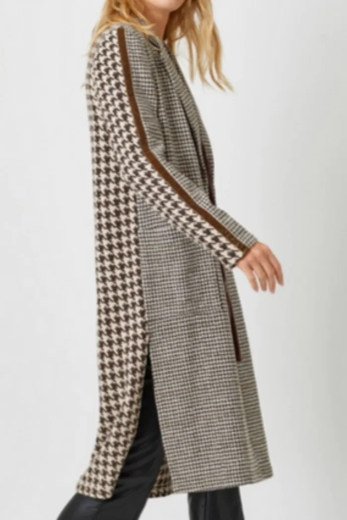 Tape Trim Houndstooth Coat