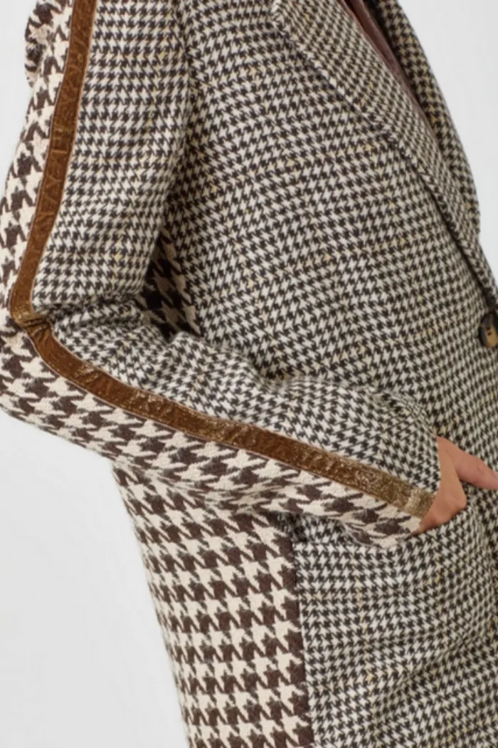 Tape Trim Houndstooth Coat