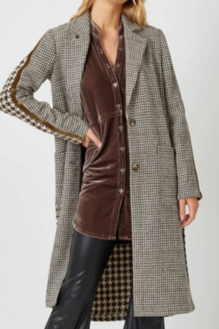 Tape Trim Houndstooth Coat