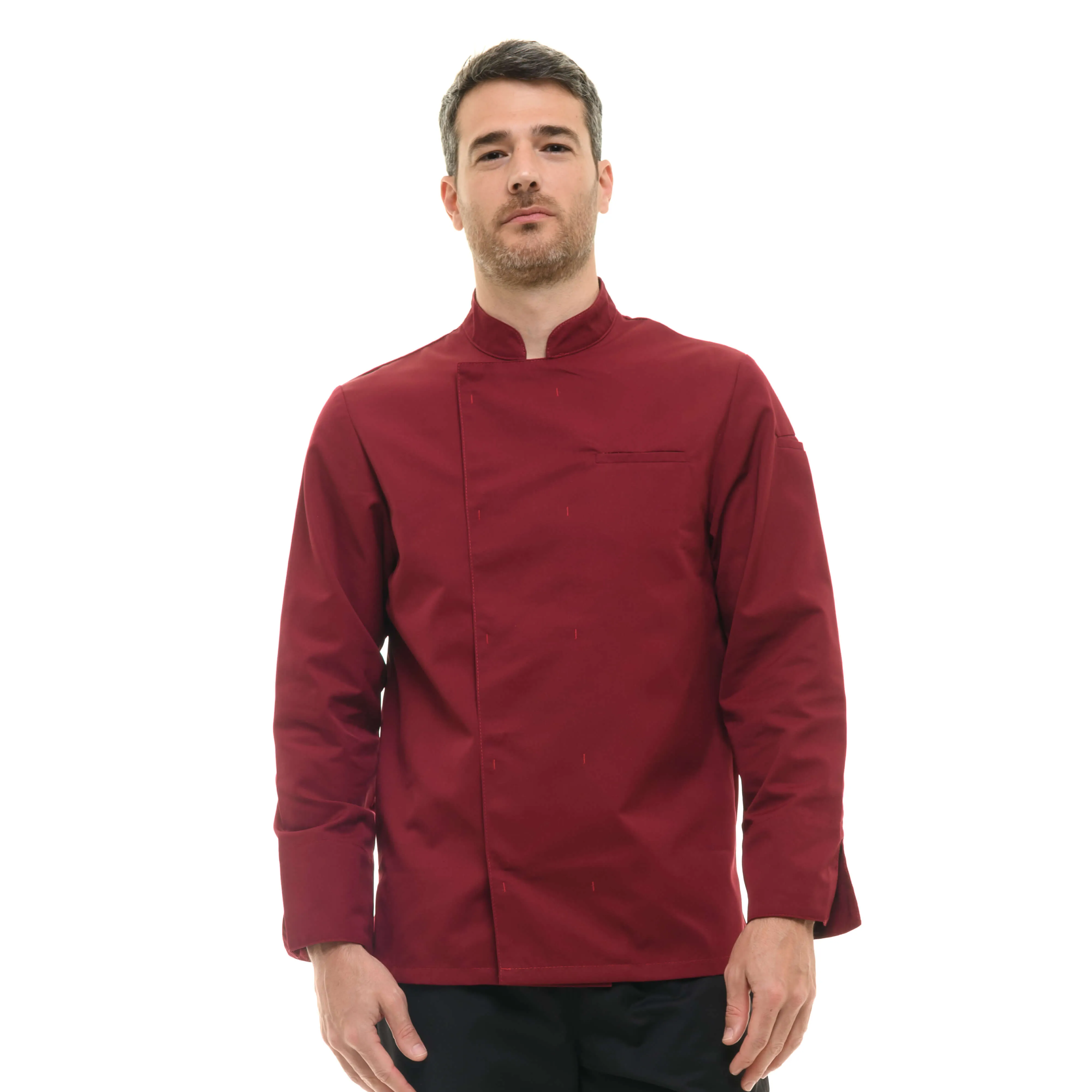 Texas Chef Coat - Long Sleeve Burgundy - MANELLI