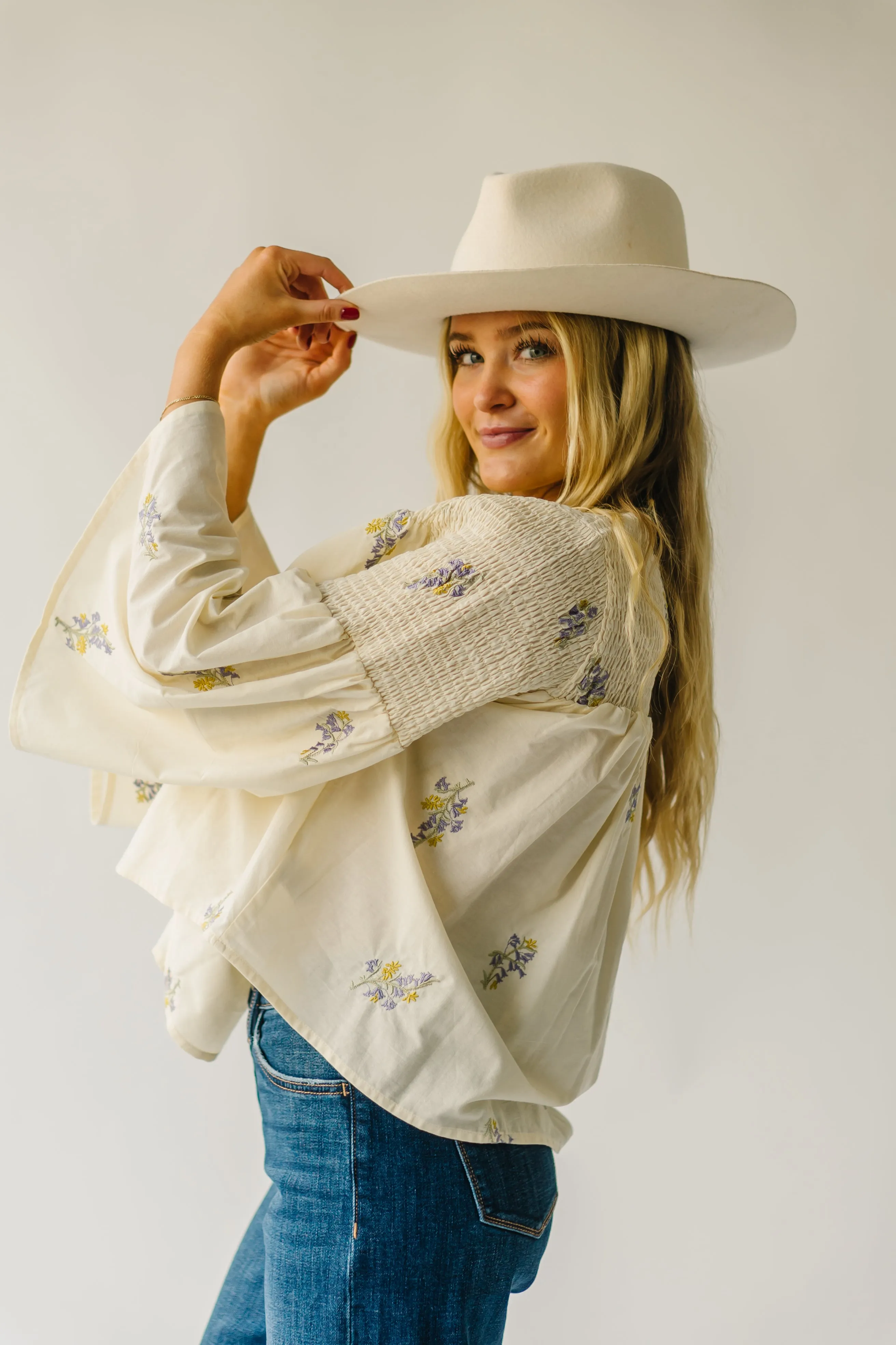 The Clayson Smocked Detail Blouse in Cream