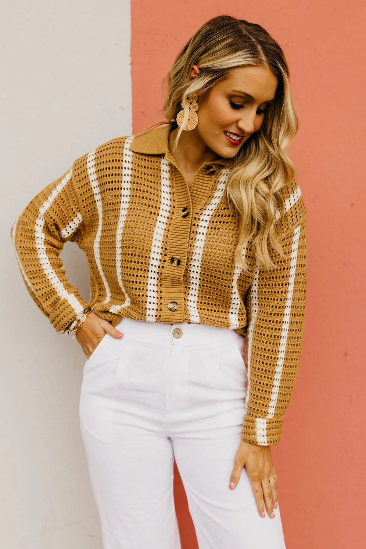 The Dylan Open Knit Button Down Sweater