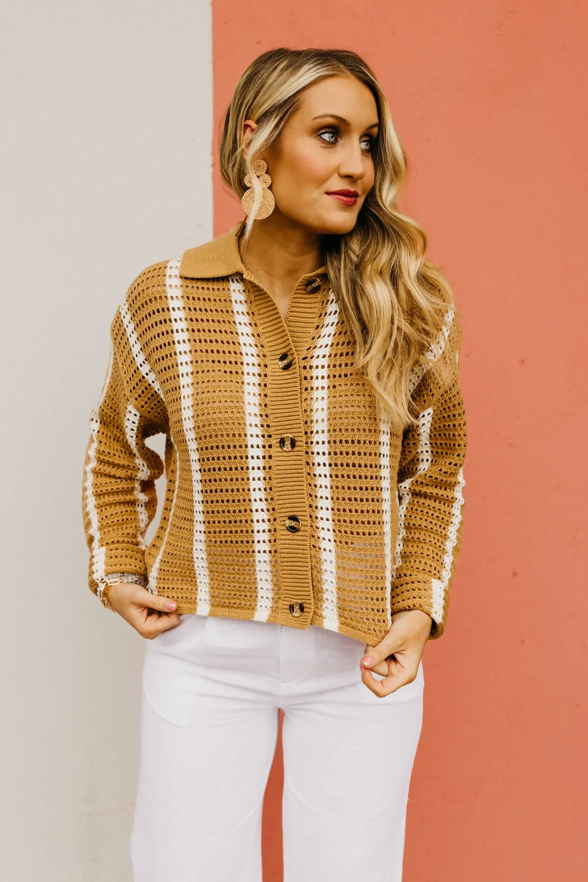 The Dylan Open Knit Button Down Sweater