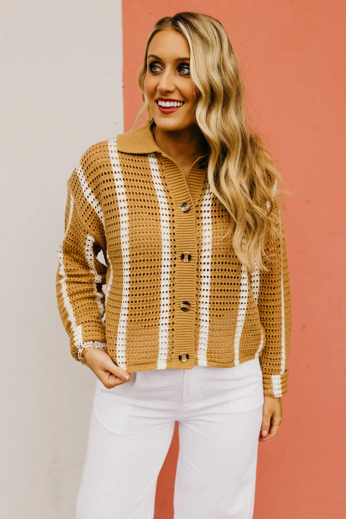 The Dylan Open Knit Button Down Sweater