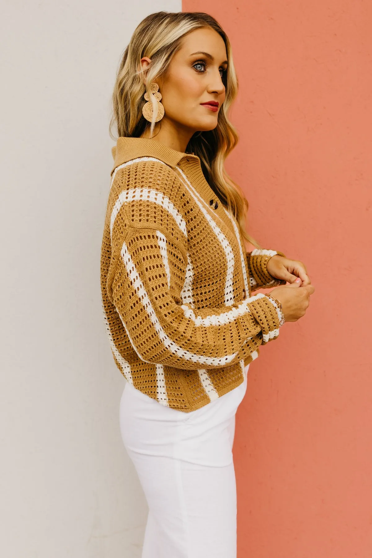 The Dylan Open Knit Button Down Sweater