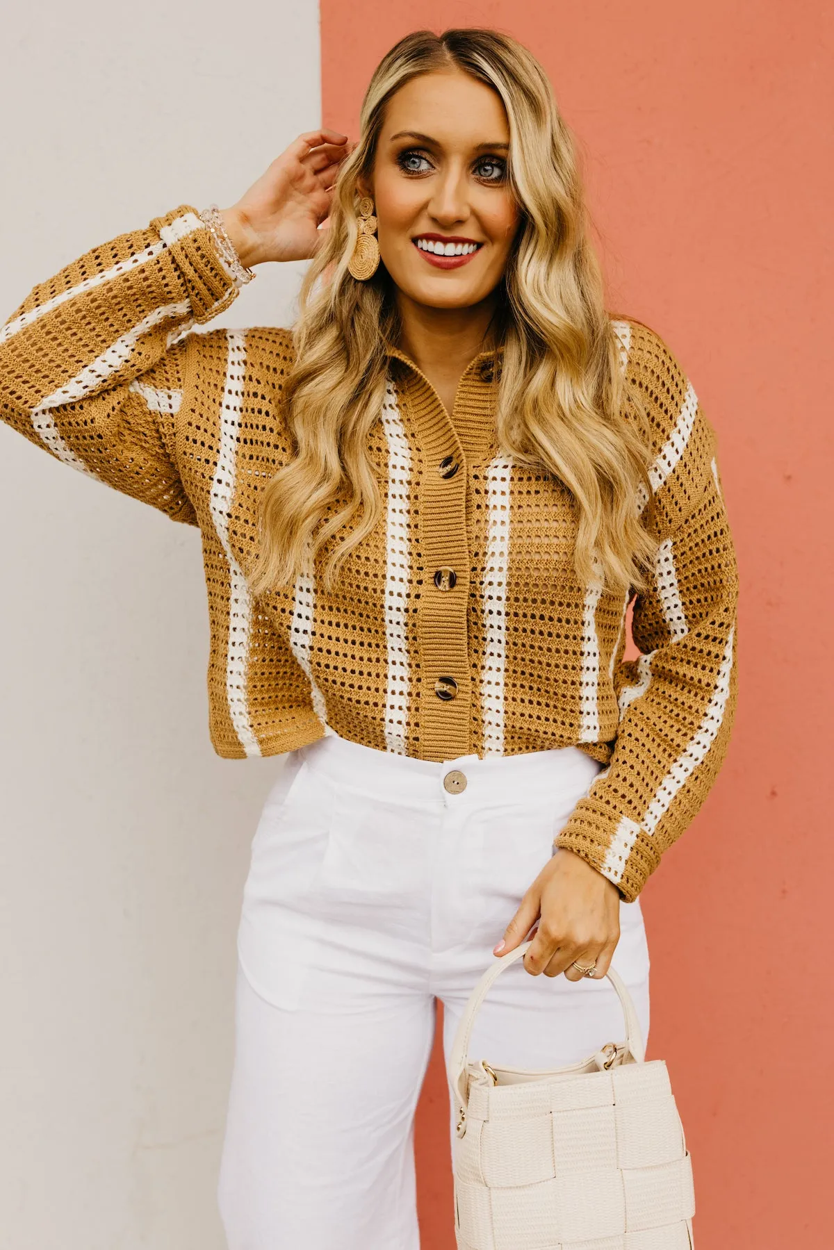 The Dylan Open Knit Button Down Sweater