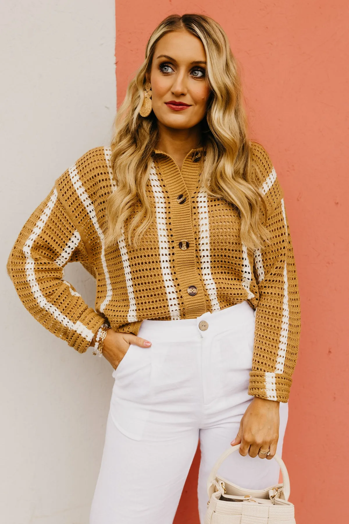 The Dylan Open Knit Button Down Sweater