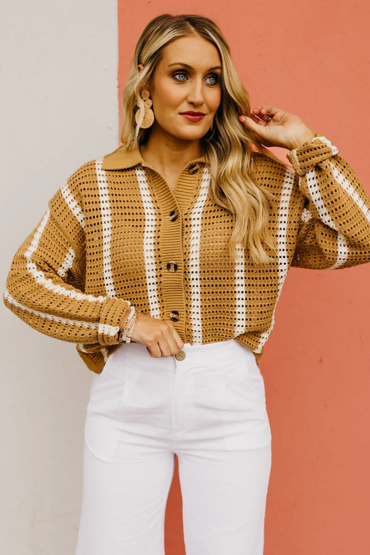 The Dylan Open Knit Button Down Sweater