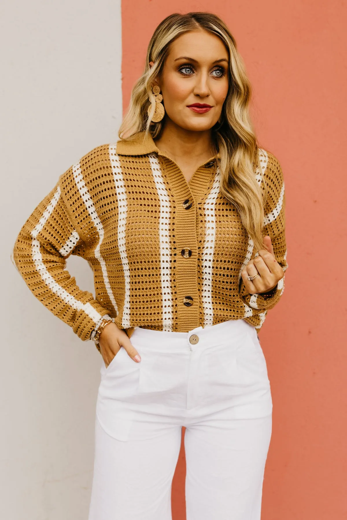 The Dylan Open Knit Button Down Sweater