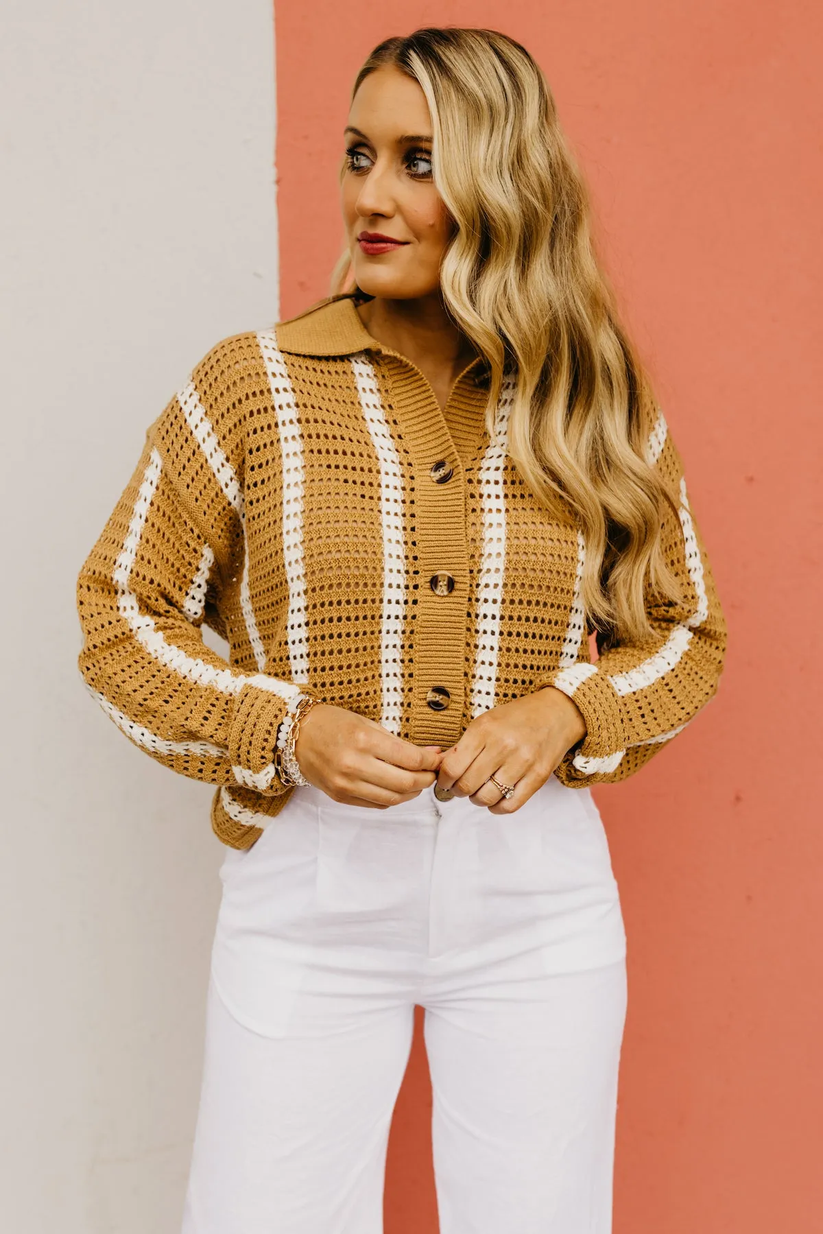 The Dylan Open Knit Button Down Sweater