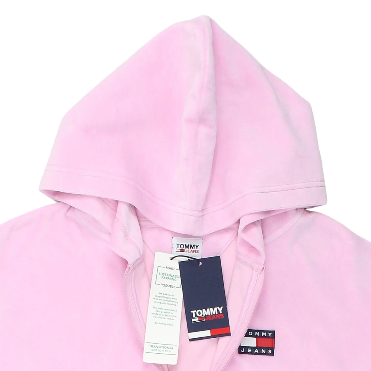 Tommy Jeans Pink Crop Velour Zip Top