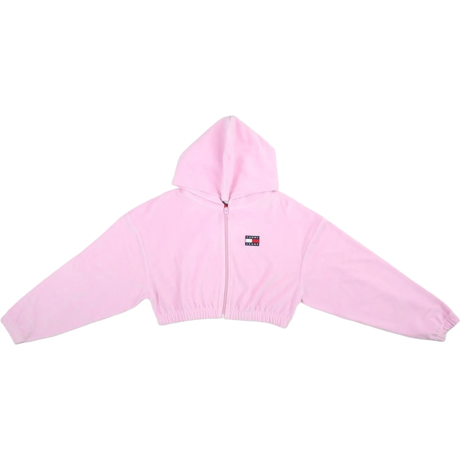 Tommy Jeans Pink Crop Velour Zip Top