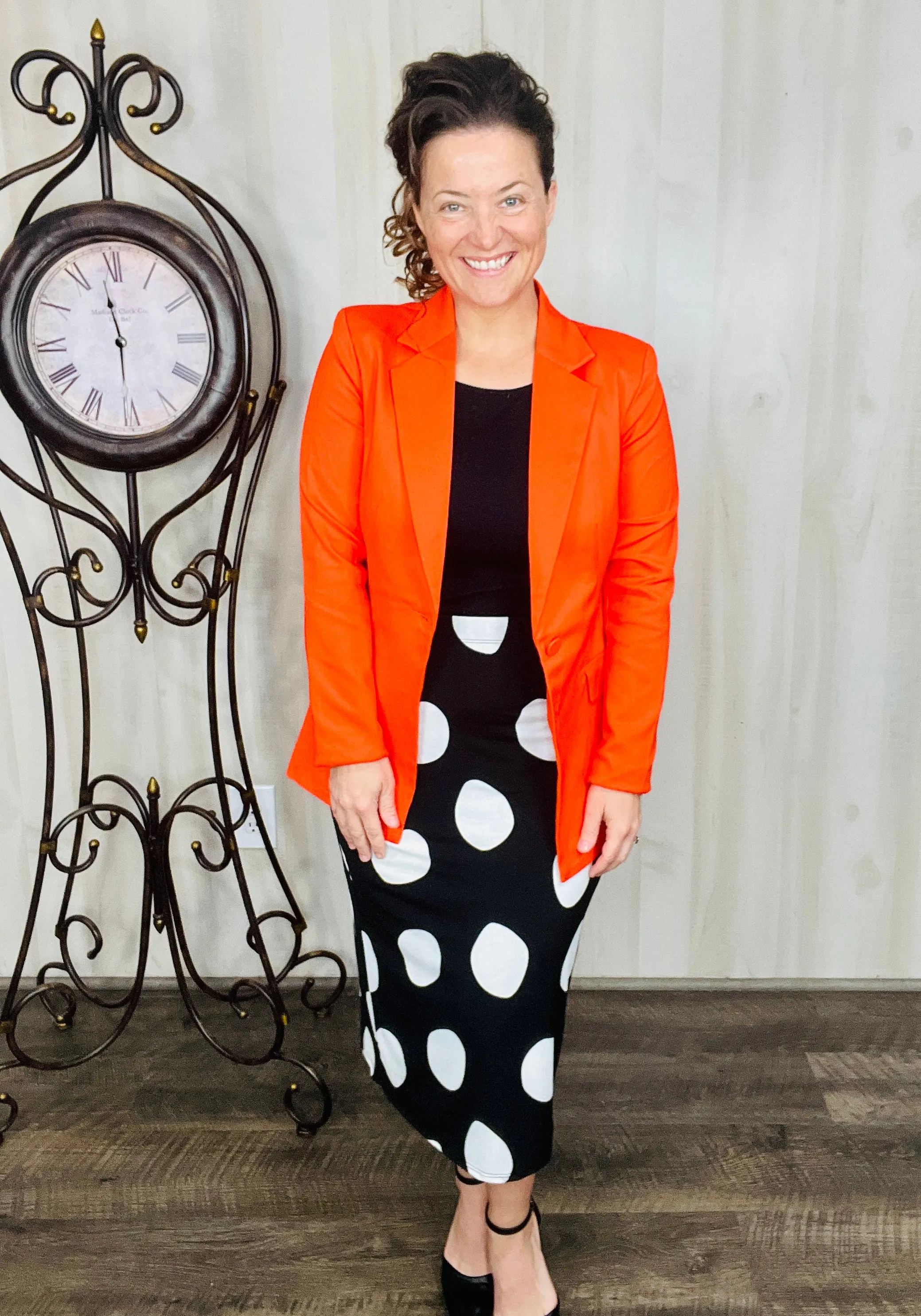 Tracy Long Sleeved Blazer- Orange