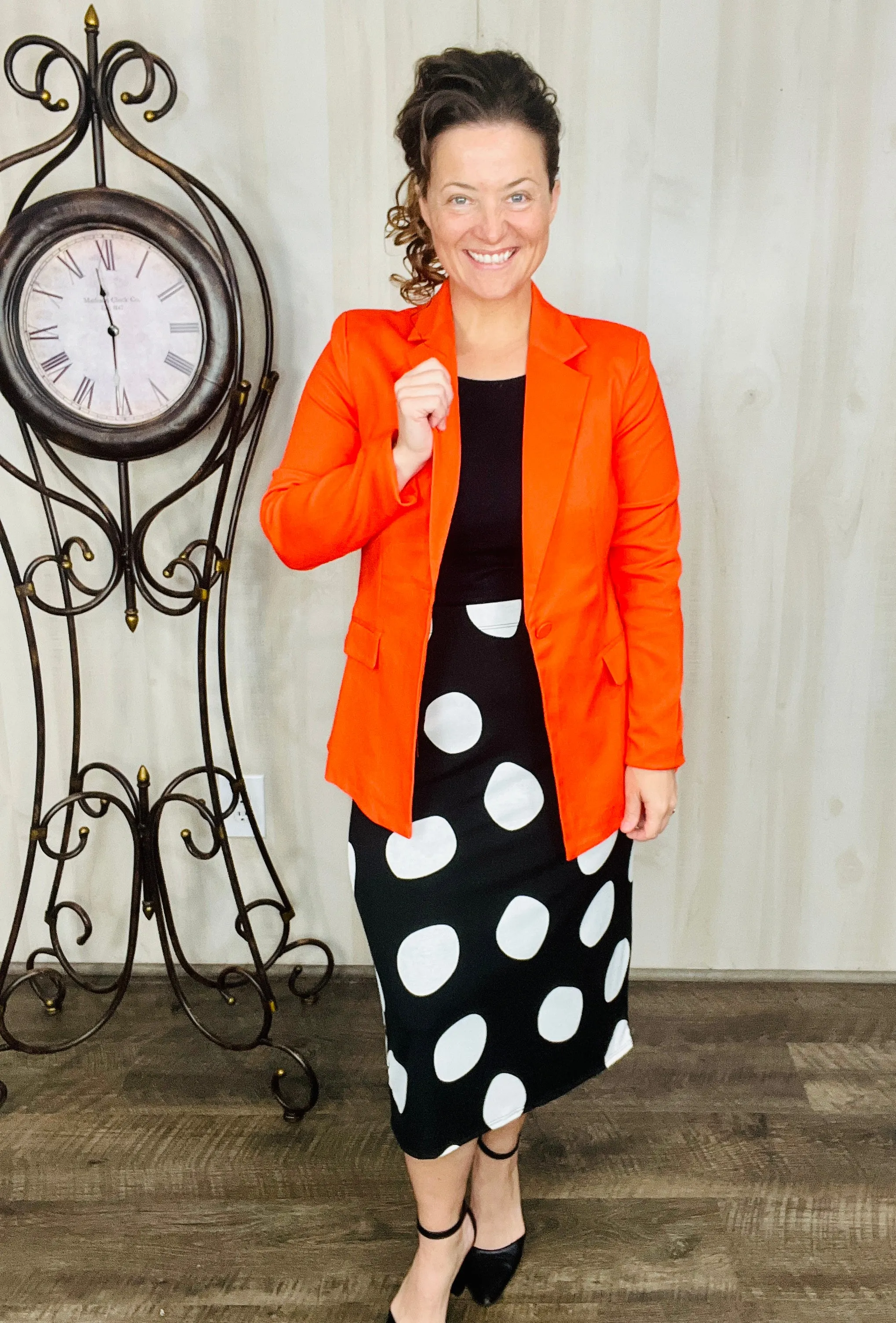 Tracy Long Sleeved Blazer- Orange