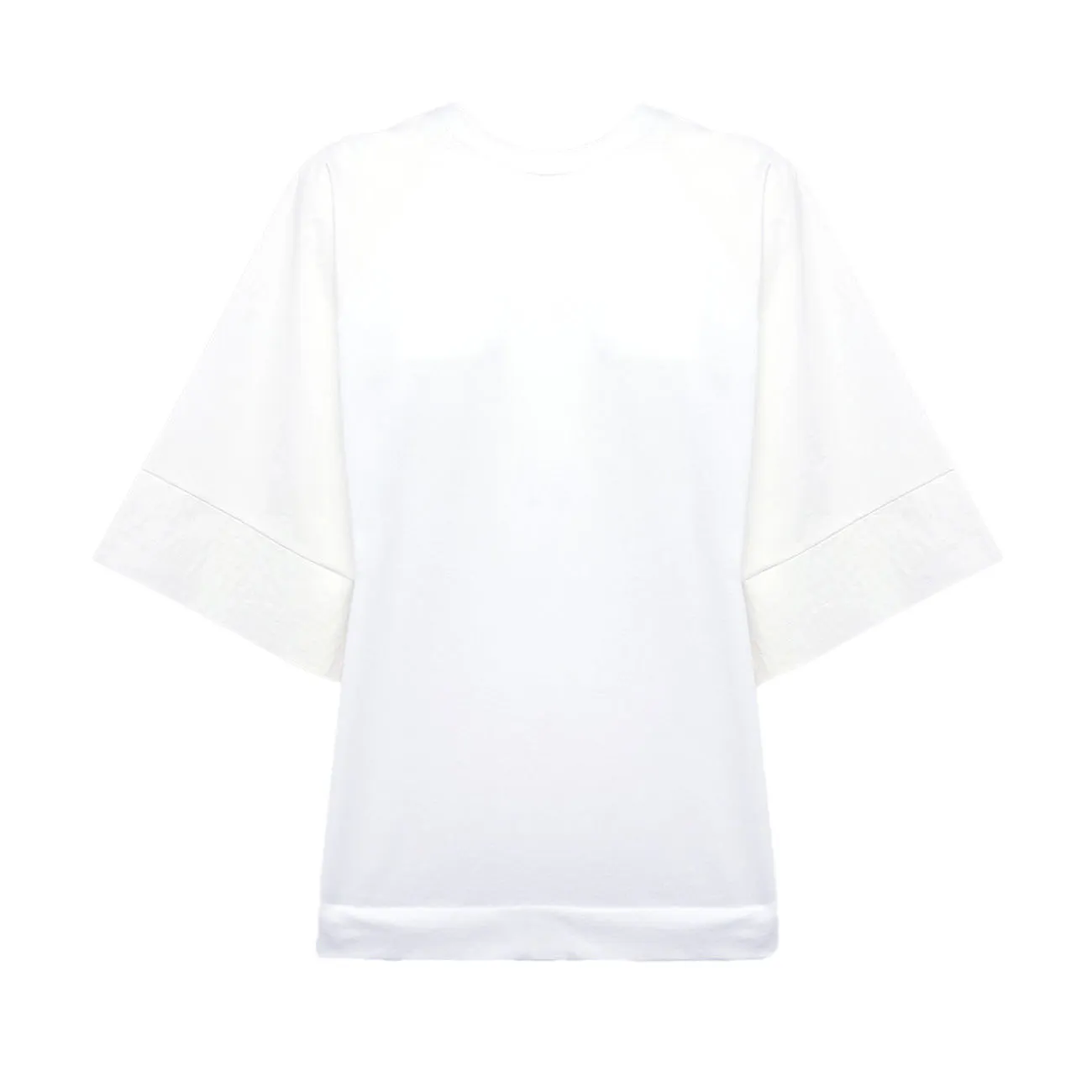 TSHIRT GIROCOLLO JERSEY E POPELINE Donna Latte