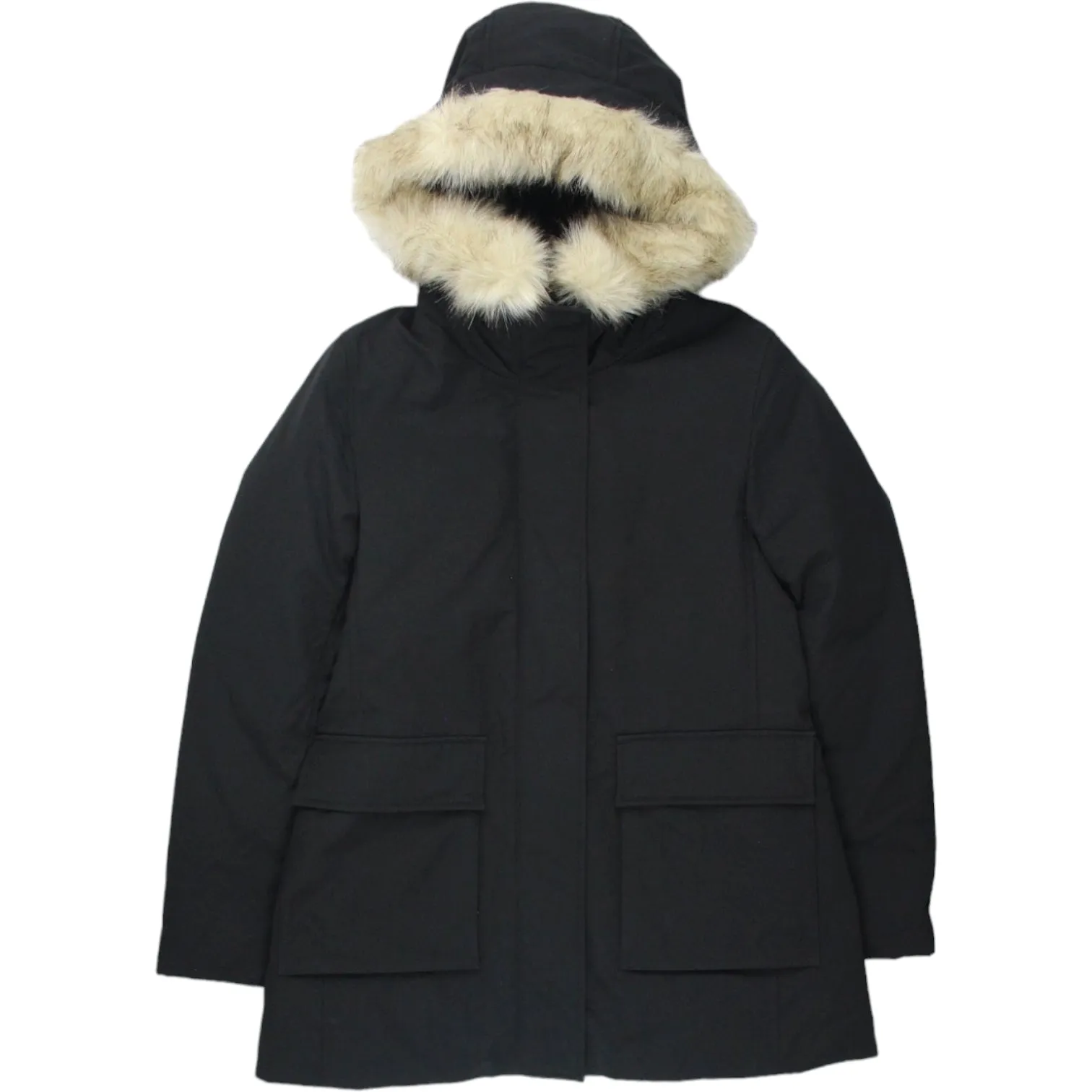 Uniqlo Black Padded Fur Trim Hood Jacket