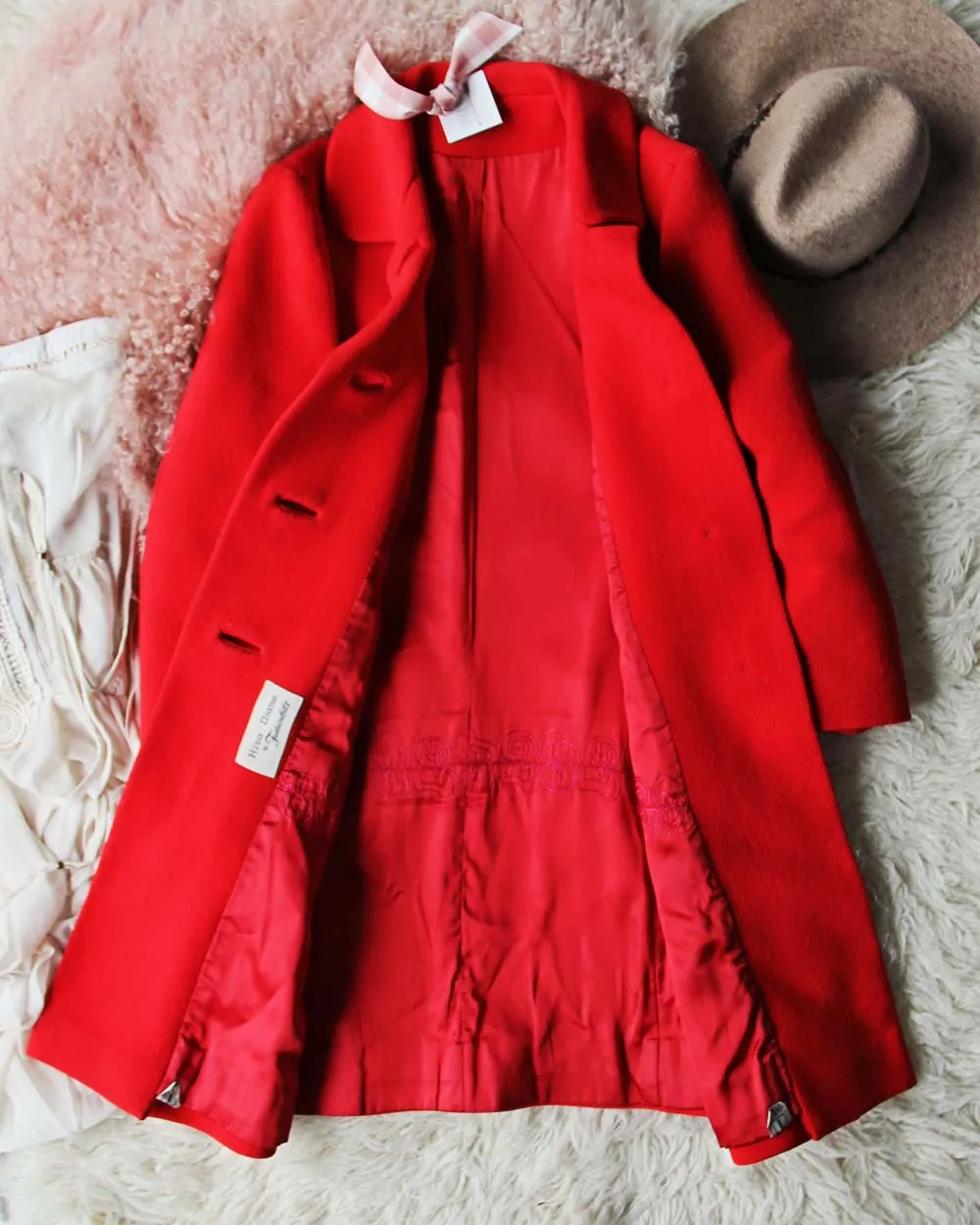 Vintage Red Car Coat