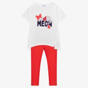 White & Red Leggings Set