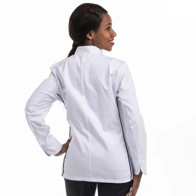 White Baker's Coat with Black Piping and Side Ventilation MANELLI