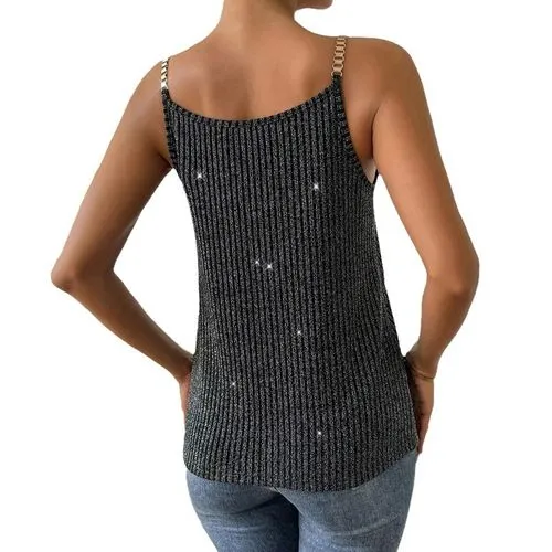 Women's Camisole Tank Tops Chain Elegant Sexy Glittery Solid Color