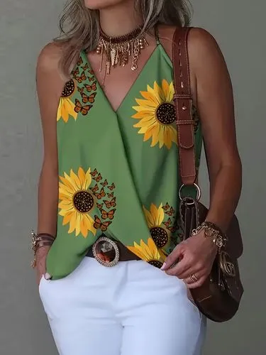 Women's Camisole Tank Tops Sexy Streetwear Sunflower Butterfly