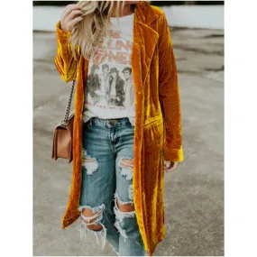 Women's Casual Solid Color Patchwork Placket Coat Trench Coat