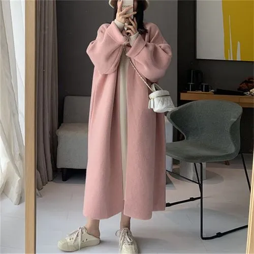 Women's Elegant Streetwear Solid Color Placket Cardigan Sweater Coat