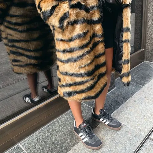 Women's Fashion Leopard Coat Faux Fur Coat