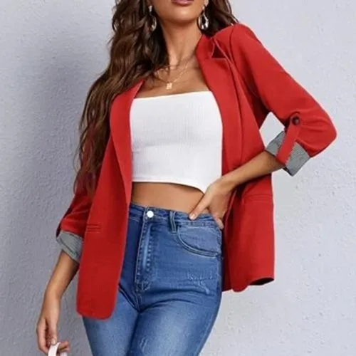 Women's Fashion Solid Color Patchwork Single Breasted Blazer Blazer