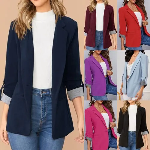 Women's Fashion Solid Color Patchwork Single Breasted Blazer Blazer