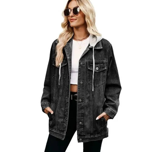 Women's Streetwear Gradient Color Single Breasted Coat Denim Jacket