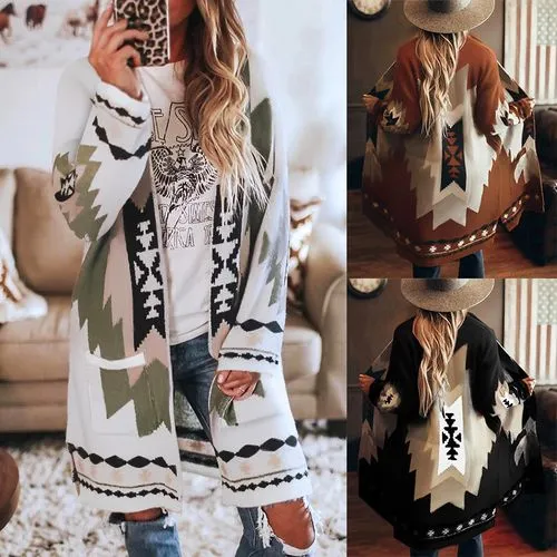 Women's Streetwear Printing Placket Coat Woolen Coat