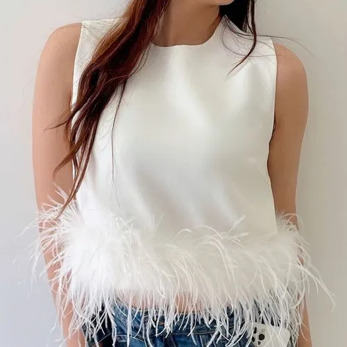 Women's T-shirt Sleeveless Tank Tops Feather Fashion Solid Color