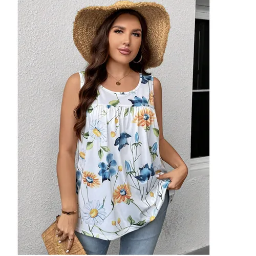 Women's Vest Sleeveless Tank Tops Elegant Flower