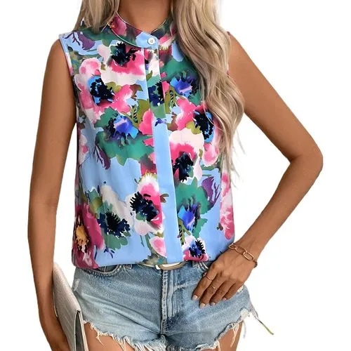 Women's Vest Sleeveless Tank Tops Printing Streetwear Flower