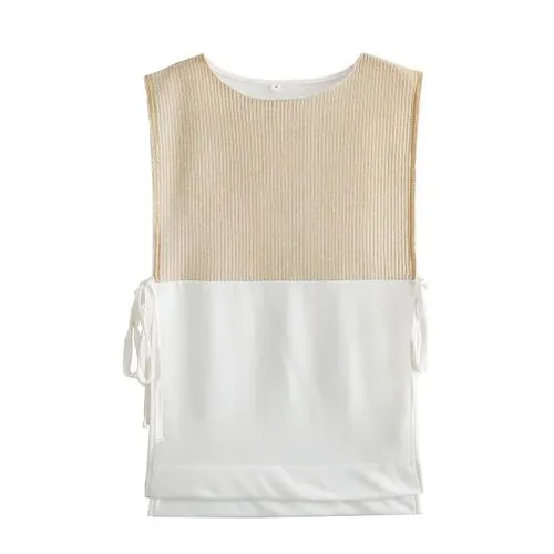 Women's Vest Tank Tops Pleated Simple Style Color Block