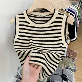 Women's Vest Tank Tops Printing Casual Stripe