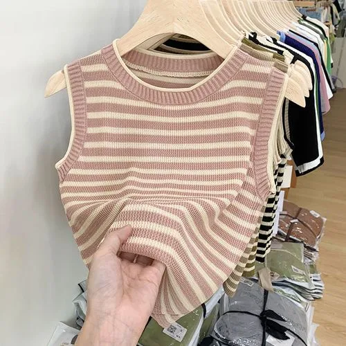 Women's Vest Tank Tops Printing Casual Stripe