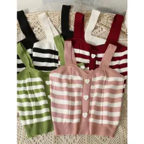 Women's Vest Tank Tops Stripe Casual Stripe