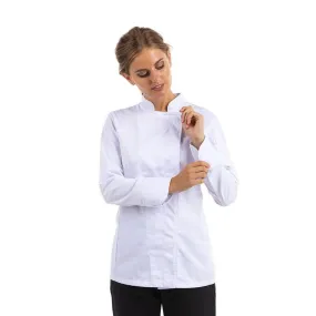 Women's White Kitchen Coat Long Sleeve Plus Size - MANELLI