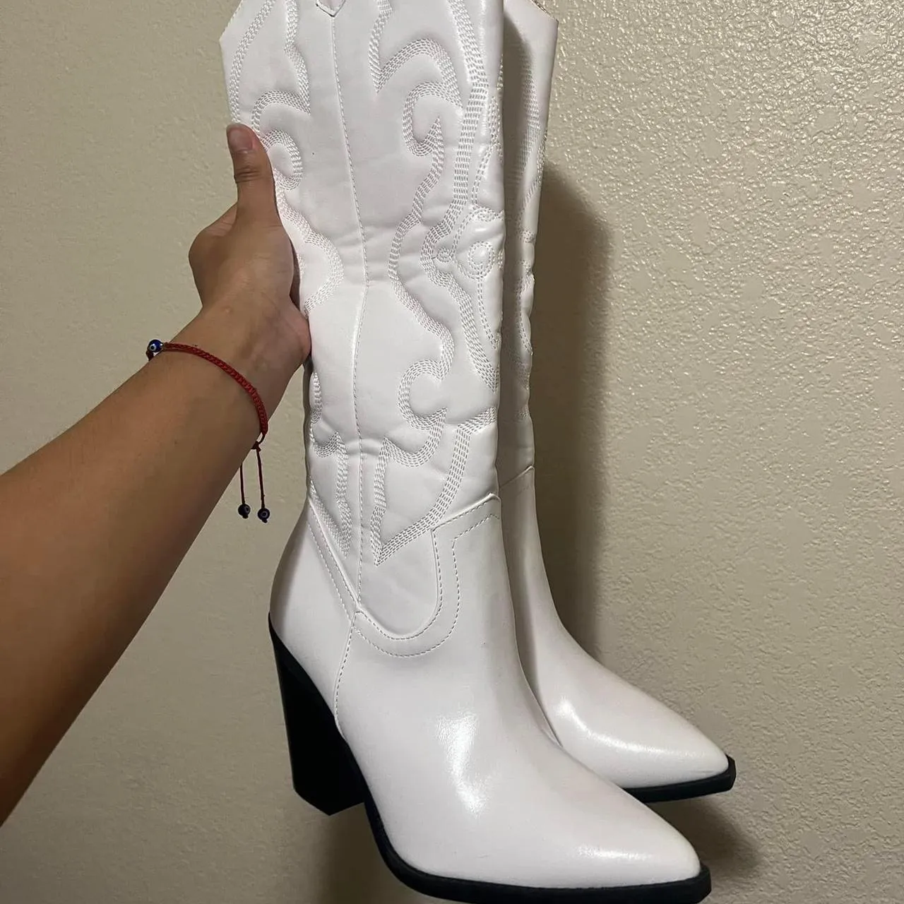 Women's White and Black Boots