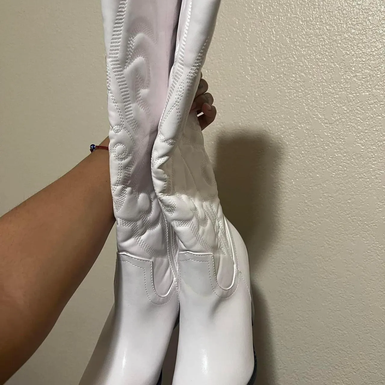 Women's White and Black Boots